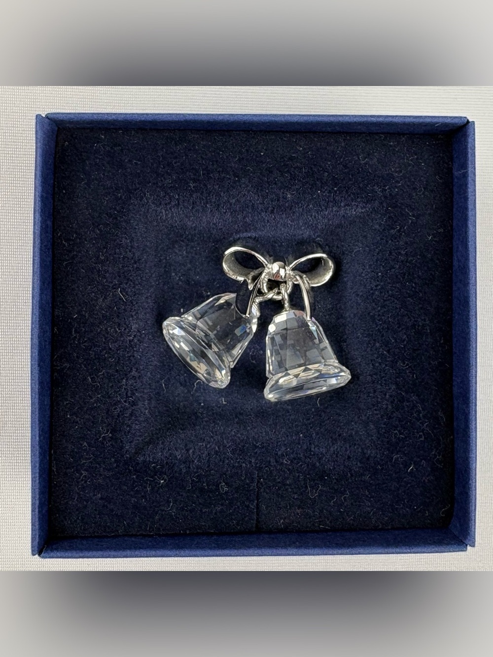 Swarovski Crystal Bell Ornament in Original Blue Velvet-lined Box